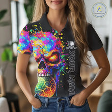 Load image into Gallery viewer, Colorful Skull Golf jerseys Black Golf polo shirts For Women Custom Team ladies golf clothes NQS11318