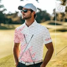 Load image into Gallery viewer, Pink glitter Leopard skin pattern custom name white Mens golf polo shirts, team golf tops for men NQS11526