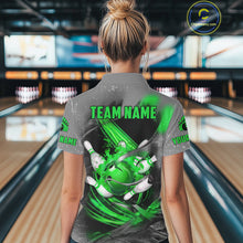 Load image into Gallery viewer, Green Sugar Skull Tattoo Custom Women Bowling Polo, Quarter Zip Shirts,Team Bowling Jerseys NQS11529