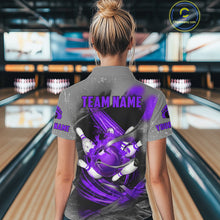 Load image into Gallery viewer, Purple Sugar Skull Tattoo Custom Women Bowling Polo, Quarter Zip Shirts,Team Bowling Jerseys NQS11530