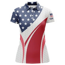 Load image into Gallery viewer, Women golf polo shirt American flag custom red white and blue golf ball skin patriot ladies golf tops NQS5813