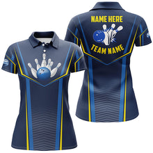 Load image into Gallery viewer, Bowling polo shirts for women custom bowling ball pins, Bowling Team League Shirt | Blue NQS6210