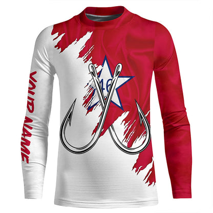 First Oklahoma flag OK Fishing Fish Hook UV protection custom long sleeve Patriotic fishing apparel NQS8331