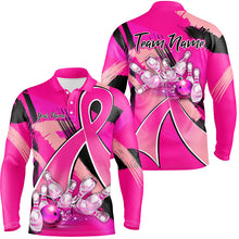 Load image into Gallery viewer, Pink ribbons Breast Cancer Mens bowling shirts Custom Bowling Team breast cancer bowling jersey NQS8545