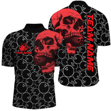 Load image into Gallery viewer, Black Bowling camo red Skull bowling shirts for Men custom bowling team jerseys, gifts for bowlers NQS9012