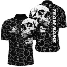 Load image into Gallery viewer, Black Bowling camo white Skull bowling shirt for Men custom bowling team jersey, gifts for bowlers NQS9014