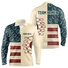 Load image into Gallery viewer, Vintage American Flag Bowling Polo, Quarter Zip shirt for men Custom retro bowling team jerseys NQS9264