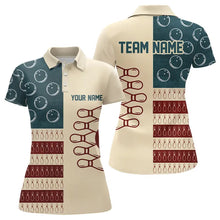 Load image into Gallery viewer, Vintage American Flag Bowling Polo, Quarter Zip shirt for Women Custom retro bowling team jerseys NQS9264