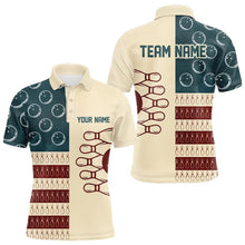 Load image into Gallery viewer, Vintage American Flag Bowling Polo, Quarter Zip shirt for men Custom retro bowling team jerseys NQS9264