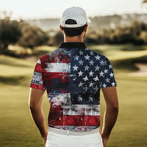 Personalized Polo golf shirts for men custom grunge American Flag patriotic mens golf wears NQS9433