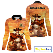 Load image into Gallery viewer, Custom Funny Desert Bowling Cowboy gun bowling team shirts For Women, Bowling Polo, 1/4 zip jerseys NQS11536
