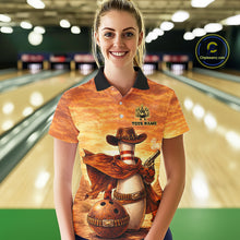Load image into Gallery viewer, Custom Funny Desert Bowling Cowboy gun bowling team shirts For Women, Bowling Polo, 1/4 zip jerseys NQS11536