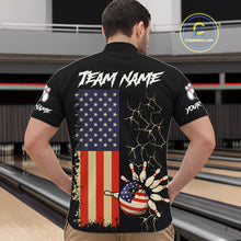 Load image into Gallery viewer, Custom American Flag Skull Bowling shirts For Men, patriotic team Bowling jerseys gift for bowlers NQS11538