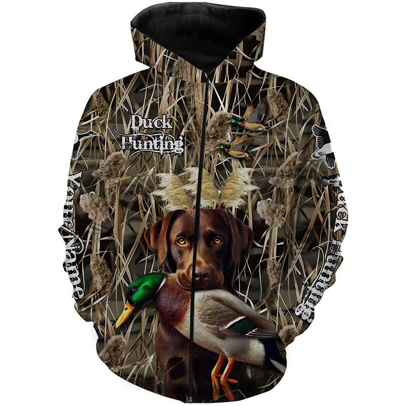 Duck Hunting dog Labrador Retriever Camo Waterfowl Custom Name 3D hunting shirts NQS745