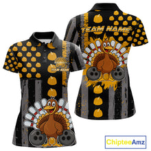 Load image into Gallery viewer, Funny Bowling Shirts For Women Pumpkin American Flag Turkey Thanksgiving Custom turkey bowl shirts NQS10943