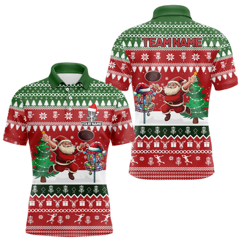 Funny ugly Christmas Santa Mens Disc golf polo shirts Custom Team Name Disc Golf Jersey Xmas Outfit NQS9028