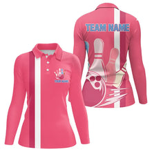Load image into Gallery viewer, Pink Retro Women Bowling Polo, Quarter Zip shirt Custom team bowling jerseys, vintage bowling uniform NQS9275