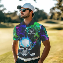 Load image into Gallery viewer, Colorful smoke Skull Golf Polo shirts for Men Custom Team Golf Jerseys, unique golf gifts NQS9610