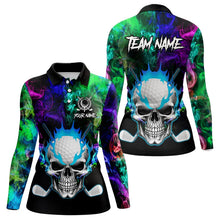 Load image into Gallery viewer, Colorful smoke Skull Golf Polo shirts for Women Custom Team Golf Jerseys, unique golf gifts NQS9610