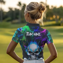 Load image into Gallery viewer, Colorful smoke Skull Golf Polo shirts for Women Custom Team Golf Jerseys, unique golf gifts NQS9610