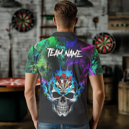 Colorful smoke Skull Darts shirts for Men Custom Team Darts Jerseys, Best Darts Gift For Player NQS9611