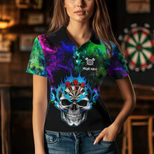Load image into Gallery viewer, Colorful smoke Skull Darts shirts for Women Custom Team Darts Jerseys, Best Darts Gift For Player NQS9611