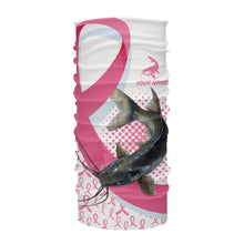 Load image into Gallery viewer, Pink ribbon pattern Catfish fishing Breast Cancer Custom sun protection long sleeves fishing shirts NQS9761
