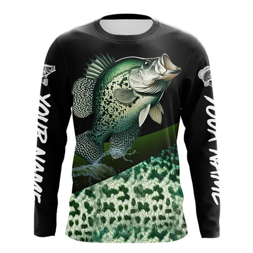 Personalized Crappie scales Fishing jerseys, Crappie Custom Long Sleeve performance Fishing Shirts NQS3527