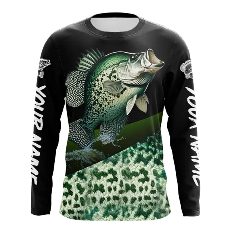 Personalized Crappie scales Fishing jerseys, Crappie Custom Long Sleeve performance Fishing Shirts NQS3527