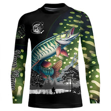 Load image into Gallery viewer, Musky Muskellunge fishing scales Custom name performance anti UV long sleeve fishing shirts jerseys NQS3665