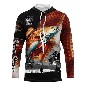 Redfish puppy drum fishing scales Custom name performance anti UV long sleeve fishing shirts jerseys NQS3666