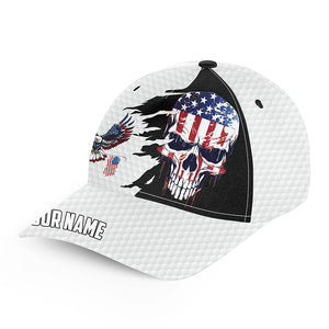 American flag Skull Eagle Golf ball White Golfer hat custom patriotic golf hats, gifts for golfers NQS8356