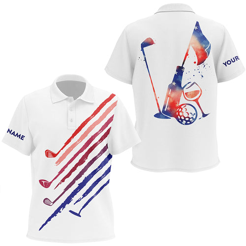 Red, White and blue Kids polo shirt custom vintage golf wine clubs patriotic golf tops for ladies NQS6469