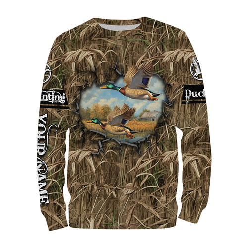 Duck hunt camouflage Customize Name 3D All Over Printed duck hunting Shirts NQS1053