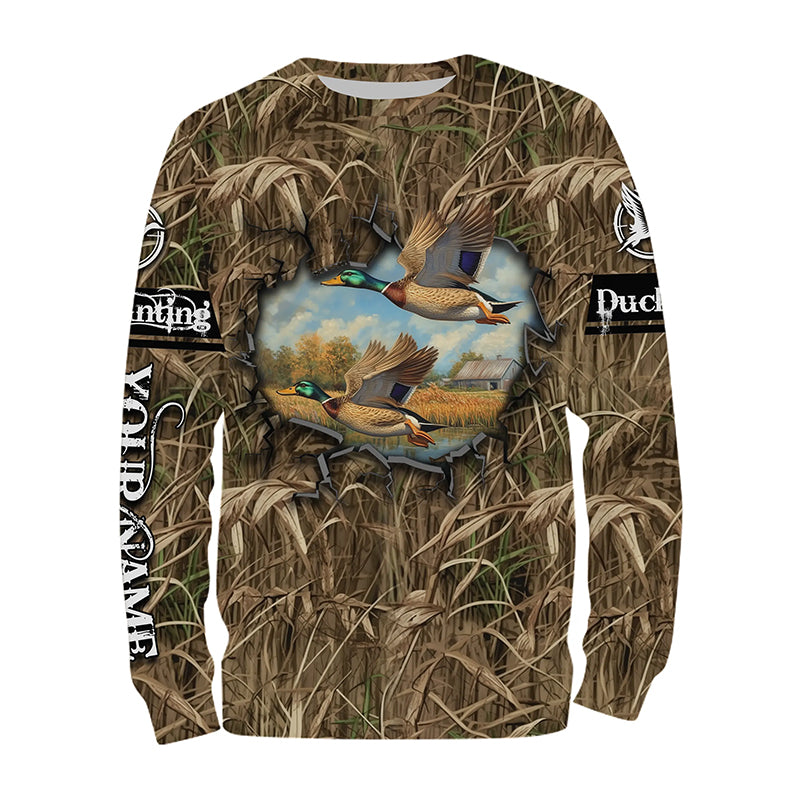 Duck hunt camouflage Customize Name 3D All Over Printed duck hunting Shirts NQS1053