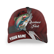 Load image into Gallery viewer, Rainbow Trout fishing camo hats for men, women custom baseball best Rainbow Trout fishing hat | Red NQS8797