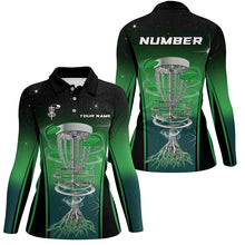 Load image into Gallery viewer, Gradient Green Light Women disc golf polo shirts custom disc golf outfit, ladies disc golf apparel NQS7359