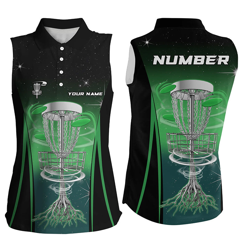 Gradient Green Light Women sleeveless polo shirts custom disc golf outfit, disc golf jerseys NQS7359