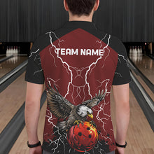 Load image into Gallery viewer, Men&#39;s bowling Polo, Quarter Zip shirts Custom Eagle bowling lightning storm team league jerseys | Red NQS9781