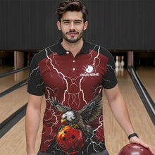 Load image into Gallery viewer, Men&#39;s bowling Polo, Quarter Zip shirts Custom Eagle bowling lightning storm team league jerseys | Red NQS9781