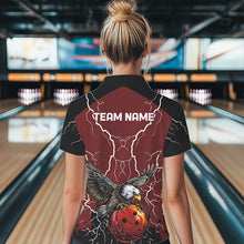 Load image into Gallery viewer, Women bowling Polo, Quarter Zip shirts Custom Eagle bowling lightning storm team league jerseys | Red NQS9781