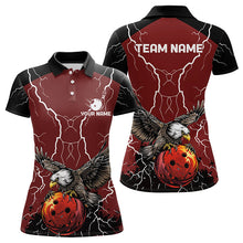 Load image into Gallery viewer, Women bowling Polo, Quarter Zip shirts Custom Eagle bowling lightning storm team league jerseys | Red NQS9781