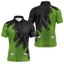 Load image into Gallery viewer, Black and Green golf clubs custom name Mens golf polo shirts, team mens golf tops NQS7538