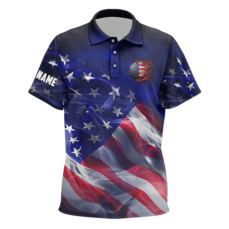 Kid golf polo shirts American flag blue galaxy custom golf team jerseys, patriotic golf gifts NQS7940