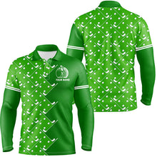 Load image into Gallery viewer, Mens golf polo shirts custom Green golf pattern men&#39;s golf clothing, unique golf gifts NQS8129