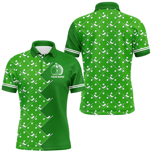 Mens golf polo shirts custom Green golf pattern men's golf clothing, unique golf gifts NQS8129