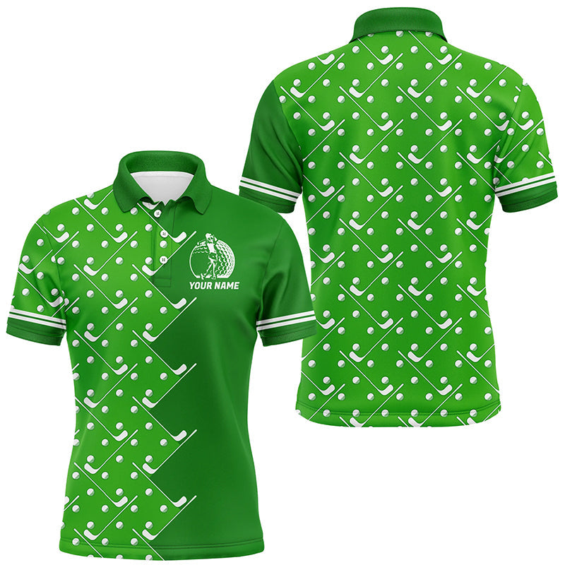 Mens golf polo shirts custom Green golf pattern men's golf clothing, unique golf gifts NQS8129