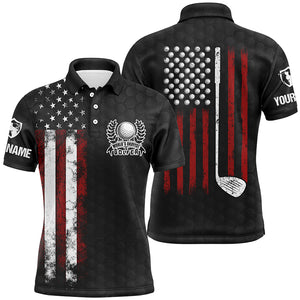 Vintage American flag black Mens golf polo shirts custom patriotic golf clubs best men golf wear NQS6241