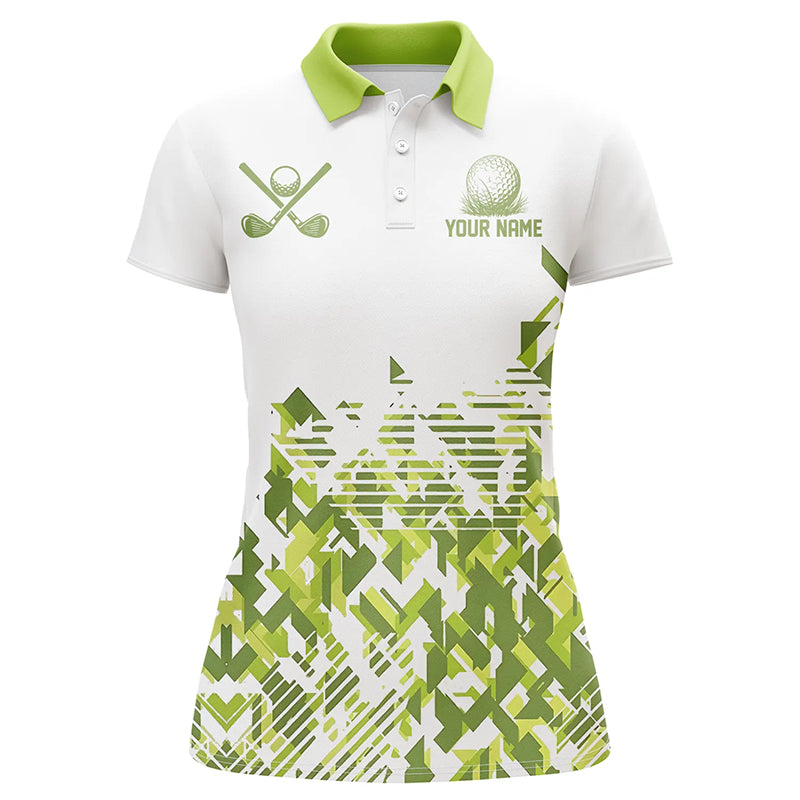 White and Green camo matching golf shirts for couples custom his and hers matching golf outfits NQS8364