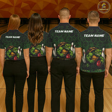 Load image into Gallery viewer, Black and Green Camo Funny Turtle Bowling Polo, 1/4 Zip Shirt For Women Custom Team Bowling jerseys NQS11337